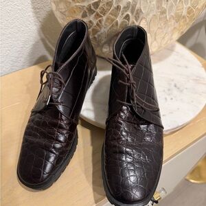 Talbots Dark Brown Crocodile Pattern Oxfords